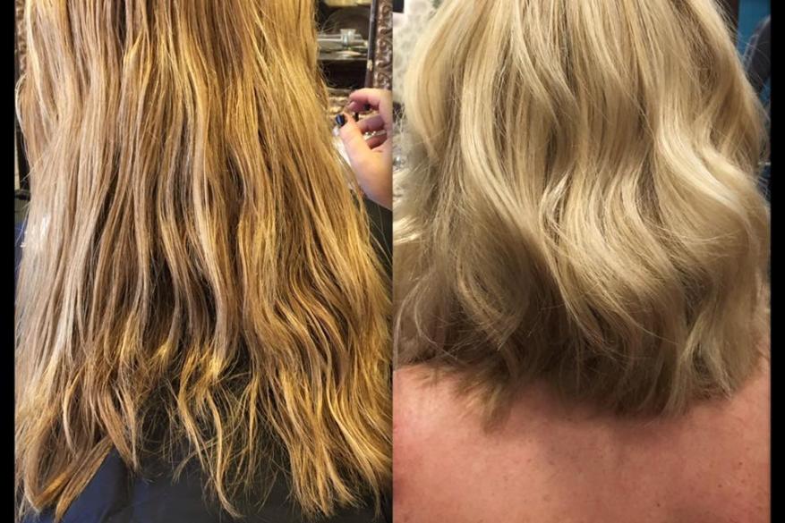 Blond Haircut Before After Color Change Olaplex Φυσικό Ξανθό Κούρεμα